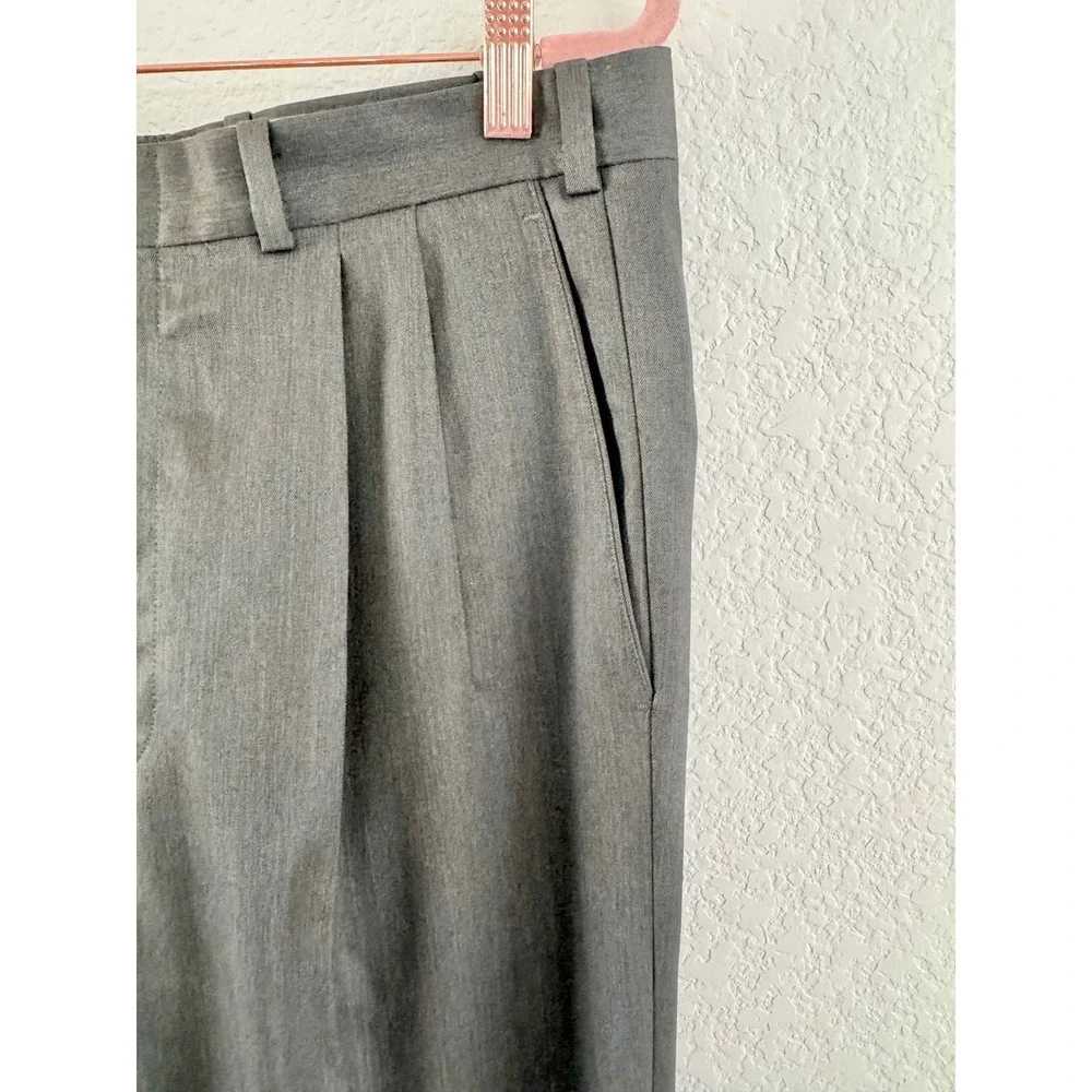 Vintage Nordstrom Trousers 100% Pure Virgin Wool Gray Pleated Made in USA 33x26